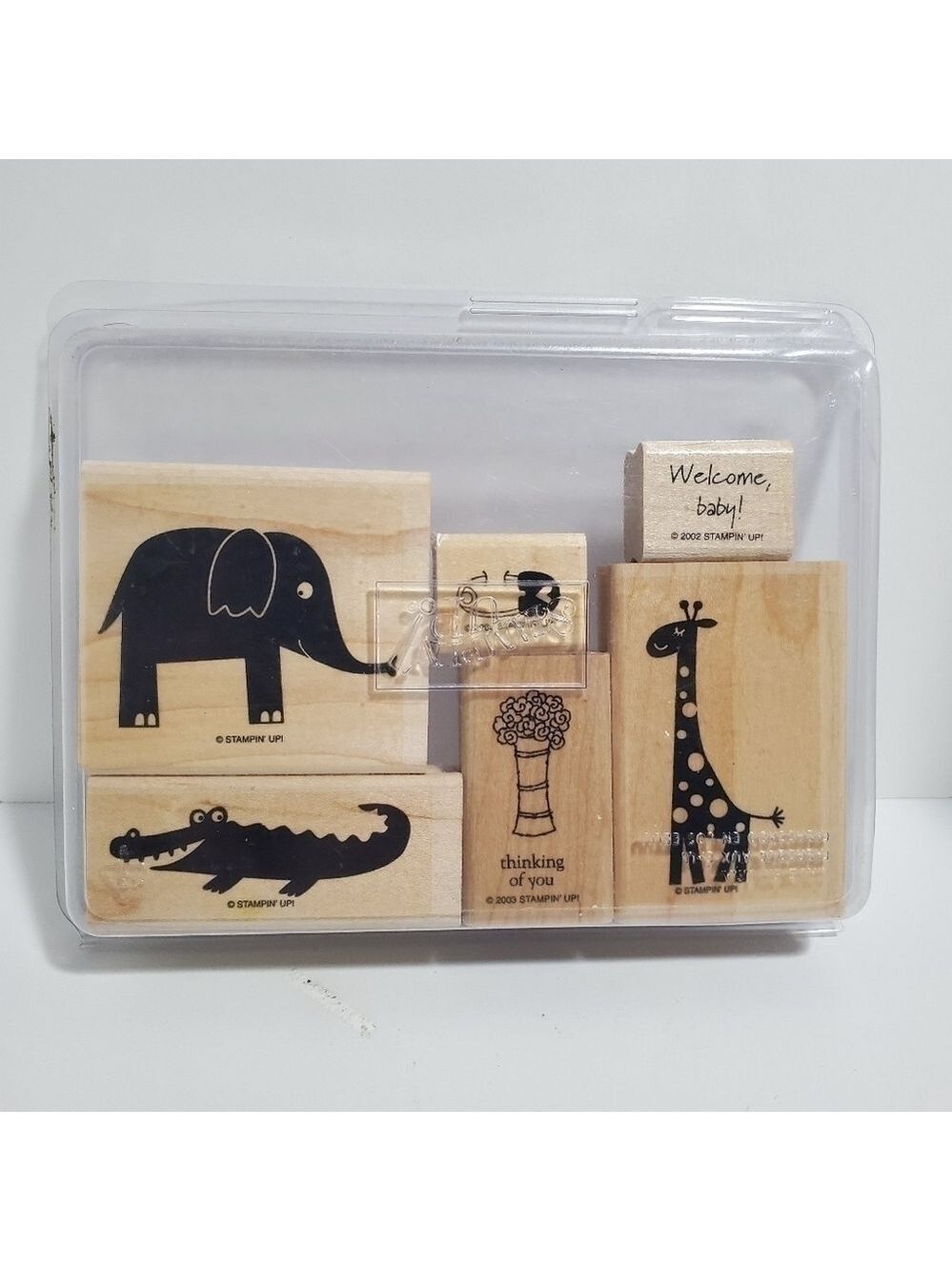 Stampin up set 6 assorted stamps animal baby floral shower card making scrapbook